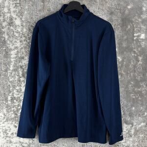 Russel Athletic Size L Outdoor 1/4 Zip Mock Neck Sweater Navy Long Sleeve